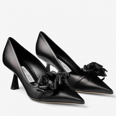 Jimmy Choo Rosalia Flowers 65mm Pumps in Black Leather TDSS13558