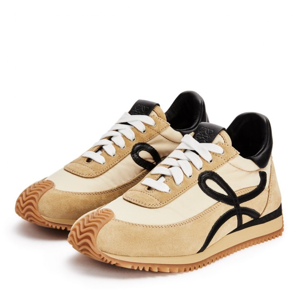 Loewe Flow Runner Sneakers in Beige Nylon and Suede TDSS13565