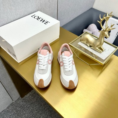 Loewe Flow Runner Sneakers in White Nylon and Grey Suede TDSS13571