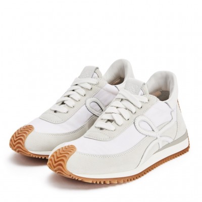 Loewe Flow Runner Sneakers in White Nylon and Suede TDSS13573