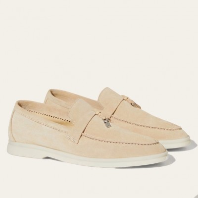 Loro Piana Summer Charms Walk Loafers in Beige Suede Leather TDSS13575