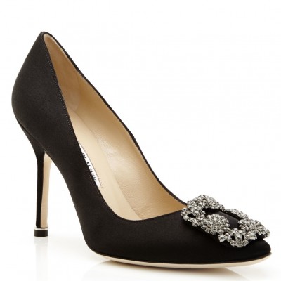 Manolo Blahnik Hangisi 105 Pumps In Black Satin TDSS13583