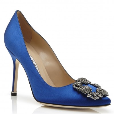 Manolo Blahnik Hangisi 105 Pumps In Blue Satin TDSS13584