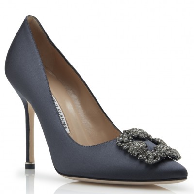 Manolo Blahnik Hangisi 105 Pumps In Grey Satin TDSS13588