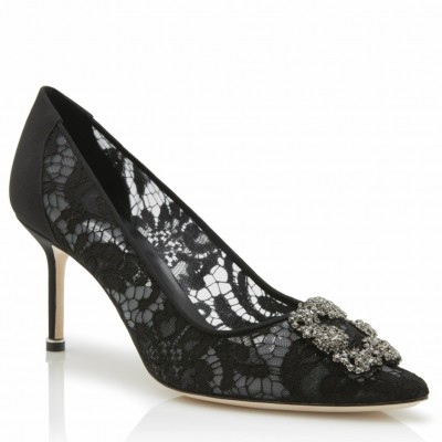 Manolo Blahnik Hangisi 70 Pumps In Black Lace TDSS13593