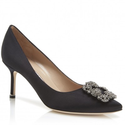 Manolo Blahnik Hangisi 70 Pumps In Black Satin TDSS13594