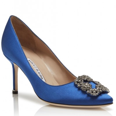 Manolo Blahnik Hangisi 70 Pumps In Blue Satin TDSS13595