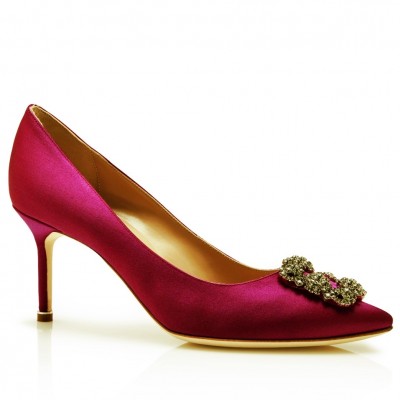 Manolo Blahnik Hangisi 70 Pumps In Bordeaux Satin TDSS13596