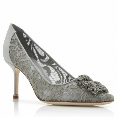 Manolo Blahnik Hangisi 70 Pumps In Grey Lace TDSS13599