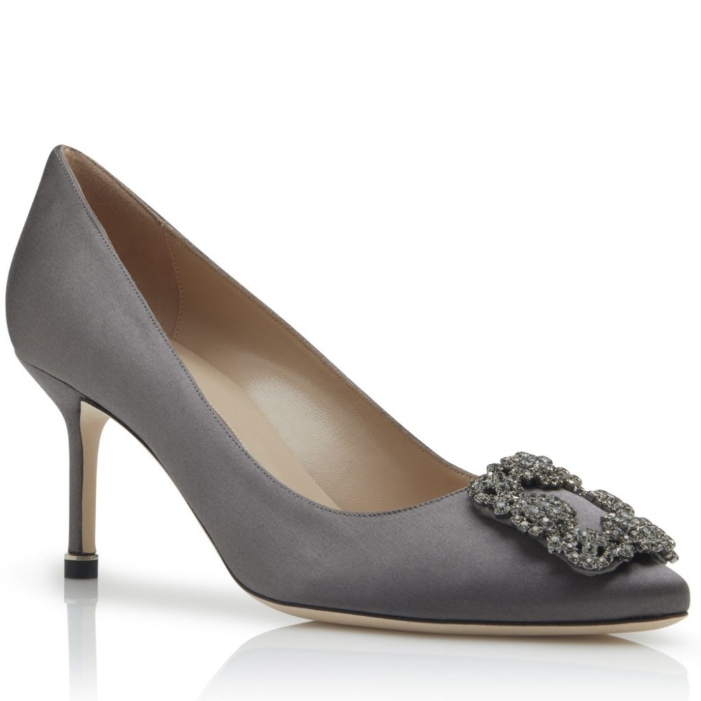 Manolo Blahnik Hangisi 70 Pumps In Grey Satin TDSS13600