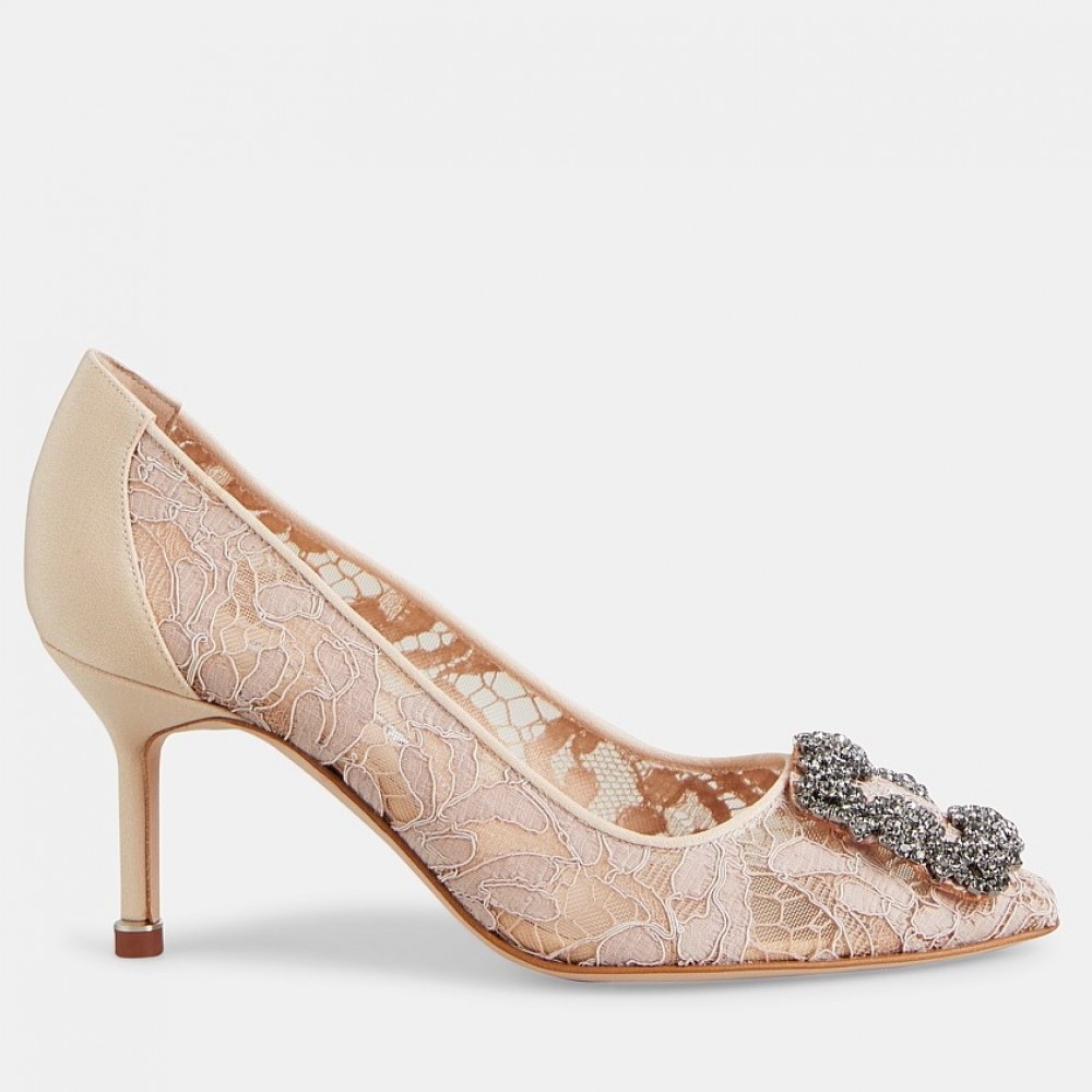 Manolo Blahnik Hangisi 70 Pumps In Nude Lace TDSS13602