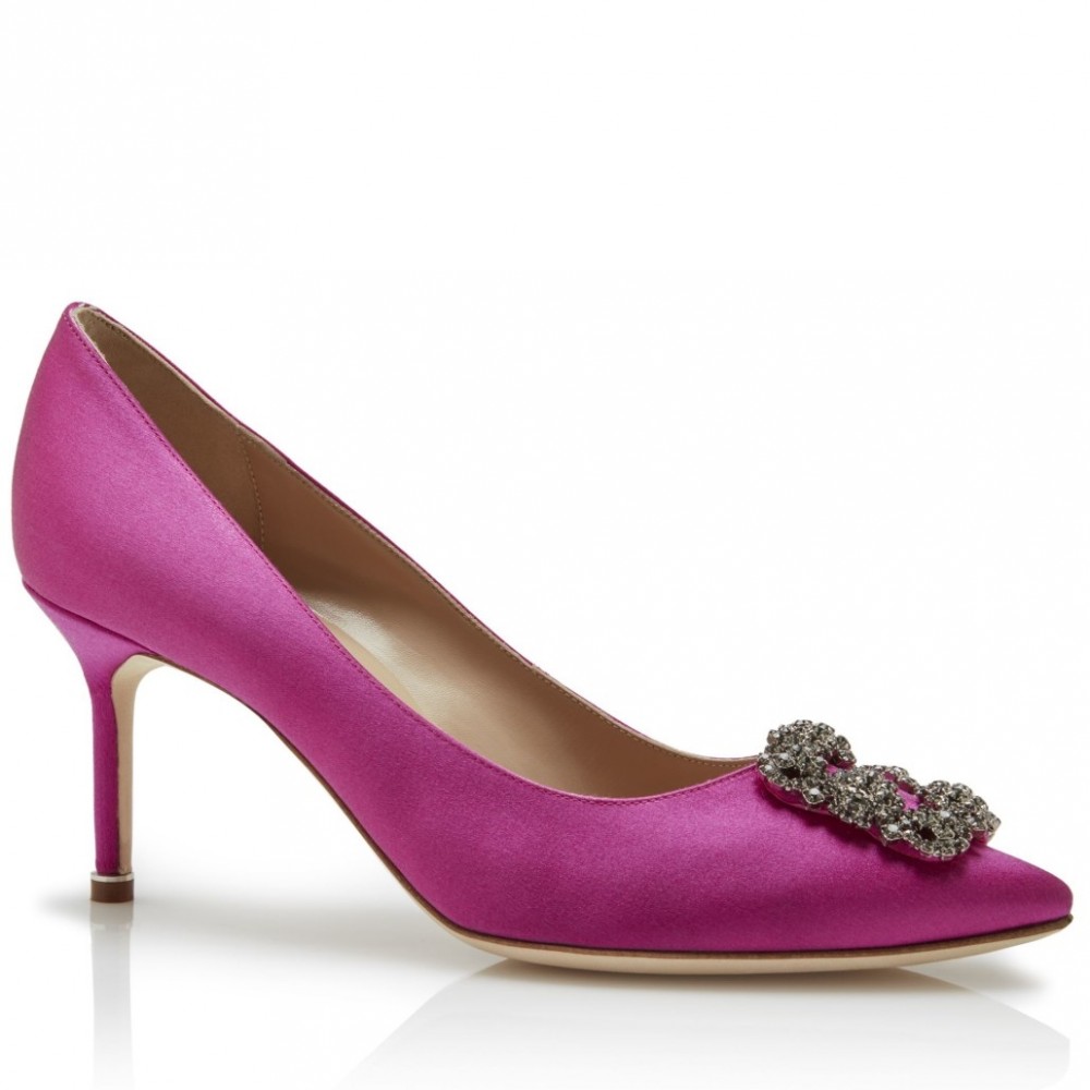 Manolo Blahnik Hangisi 70 Pumps In Purple Satin TDSS13603