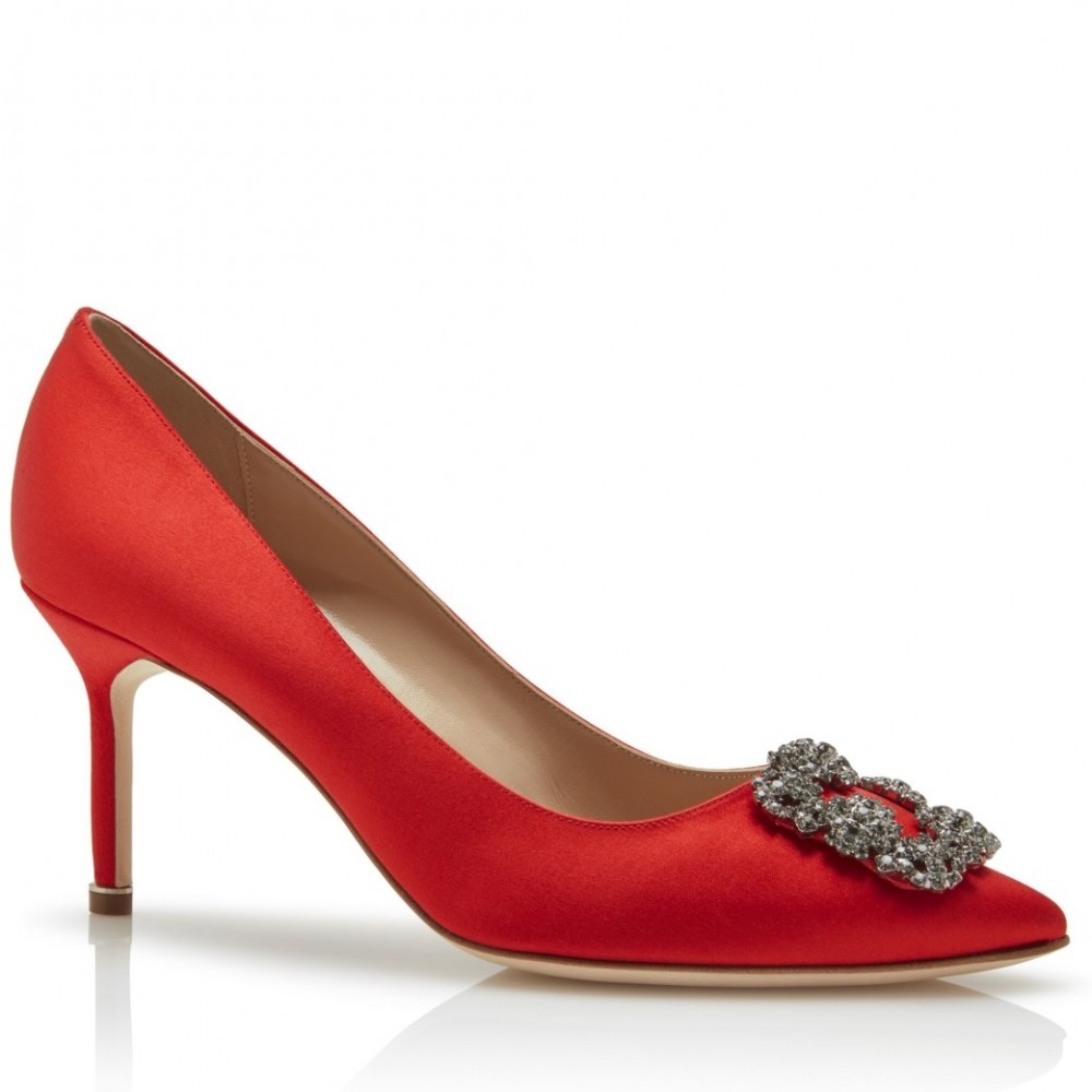 Manolo Blahnik Hangisi 70 Pumps In Red Satin TDSS13604