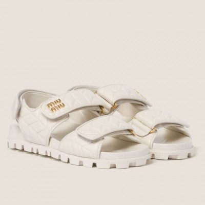 Miu Miu Sandals in White Matelasse Nappa Leather TDSS13644