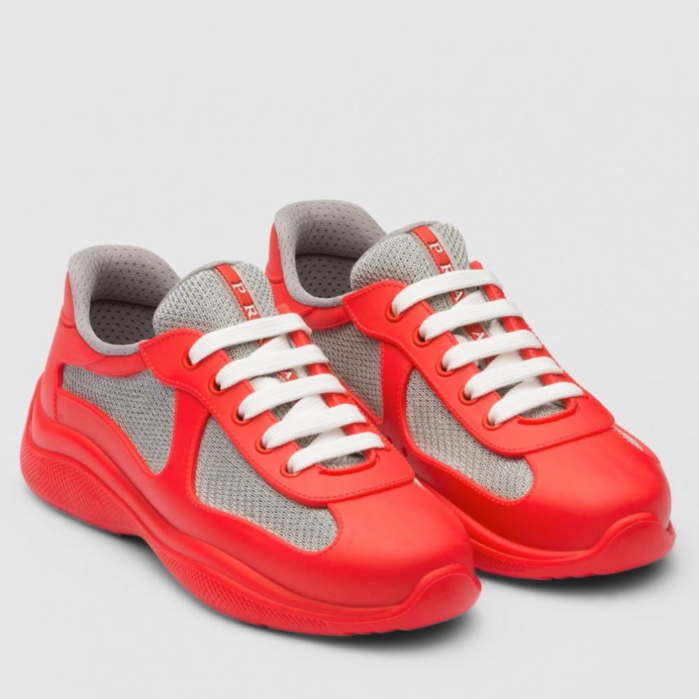 Prada America's Cup Sneakers in Red Rubber and Bike Fabric TDSS13655