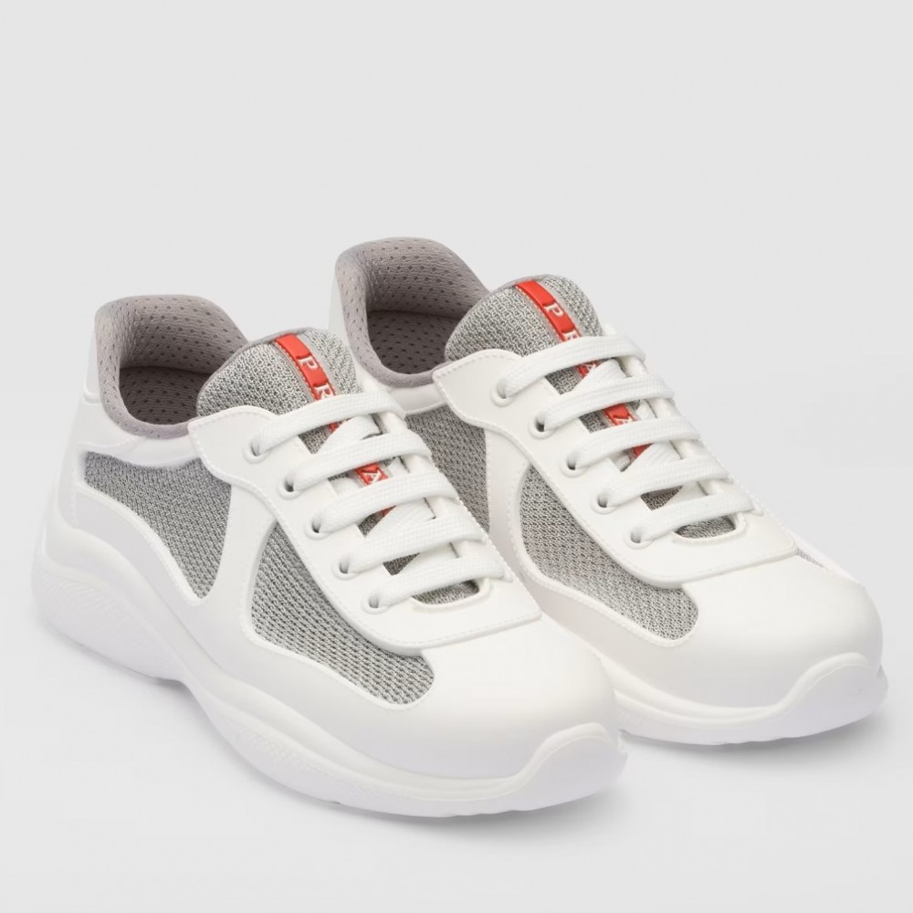 Prada America's Cup Sneakers in White Rubber and Bike Fabric TDSS13656