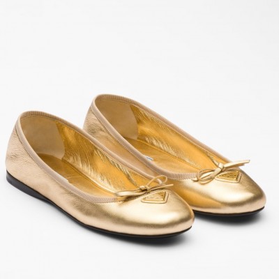 Prada Ballerinas in Gold Nappa Leather TDSS13666