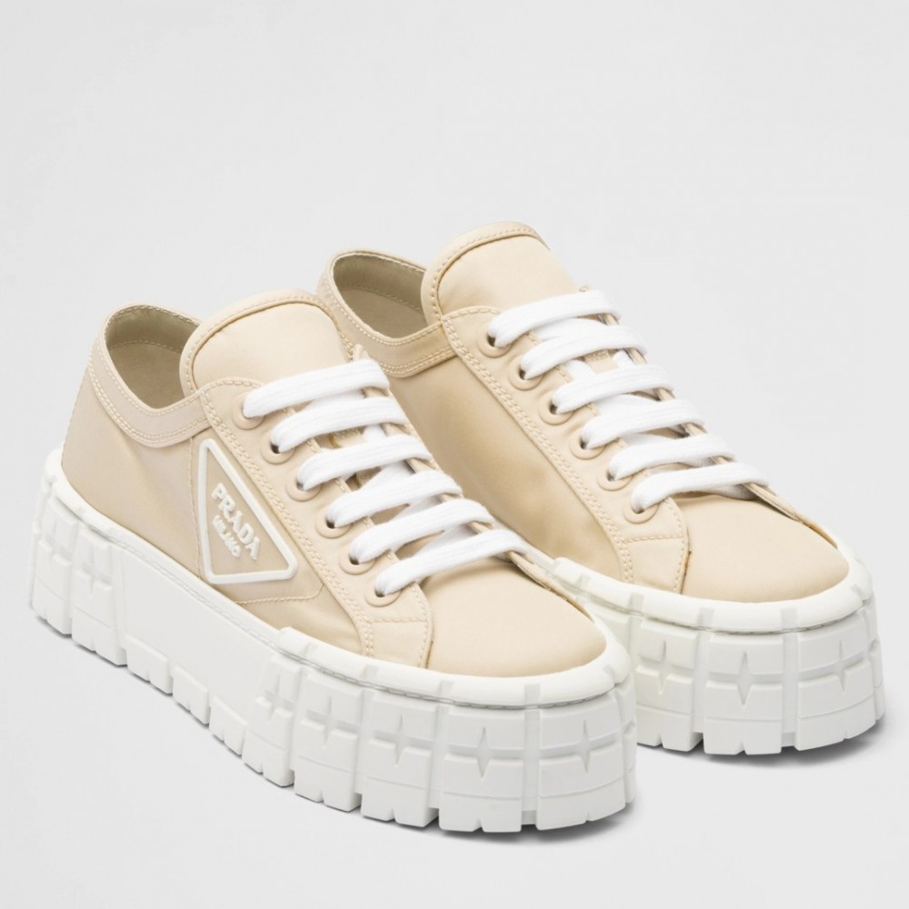 Prada Double Wheel Sneakers In Beige Nylon Gabardine TDSS13683