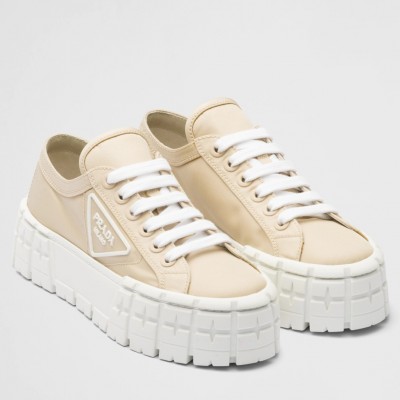 Prada Double Wheel Sneakers In Beige Nylon Gabardine TDSS13683