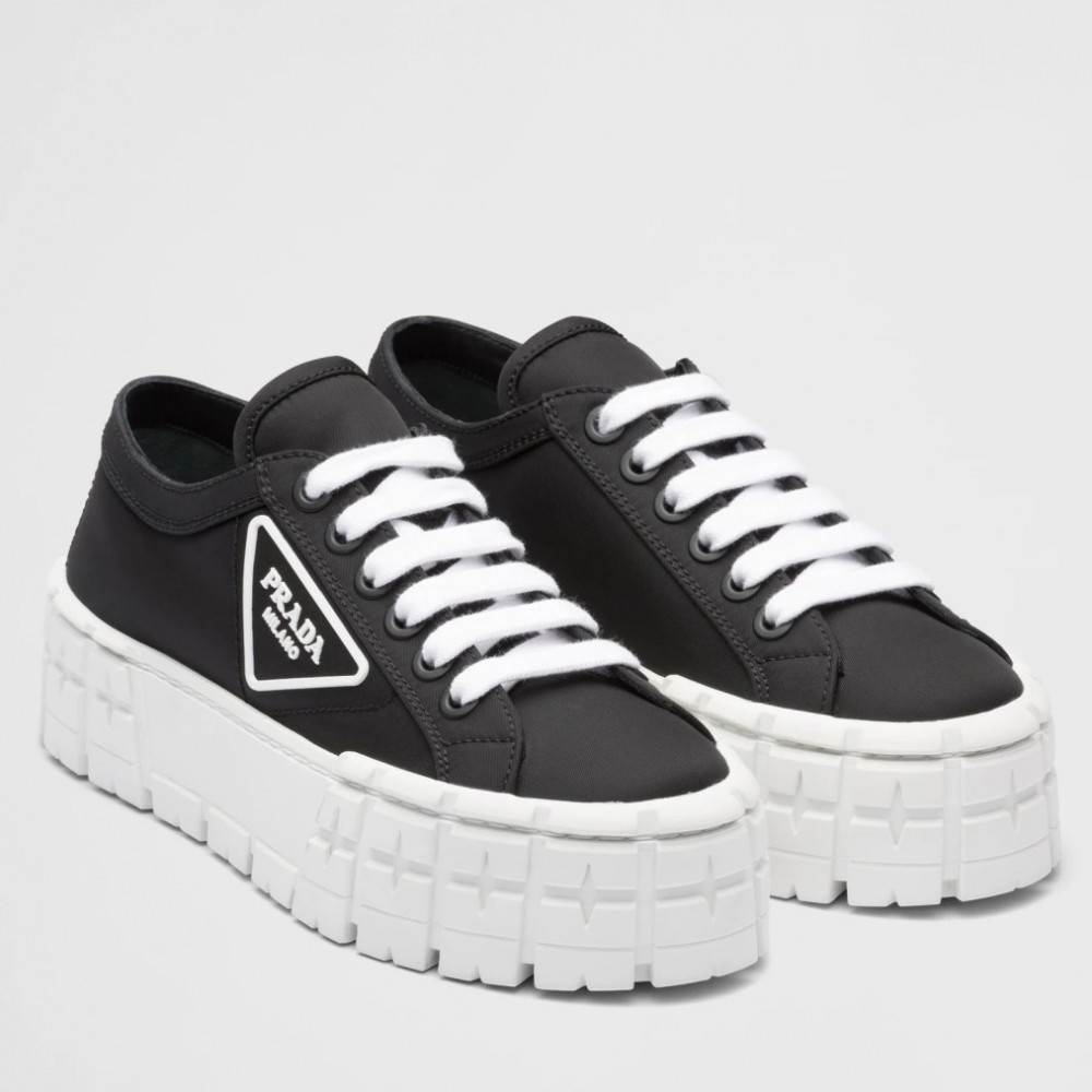 Prada Double Wheel Sneakers In Black Nylon Gabardine TDSS13684