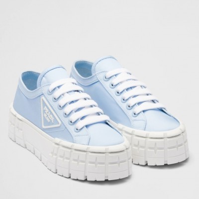 Prada Double Wheel Sneakers In Blue Nylon Gabardine TDSS13685