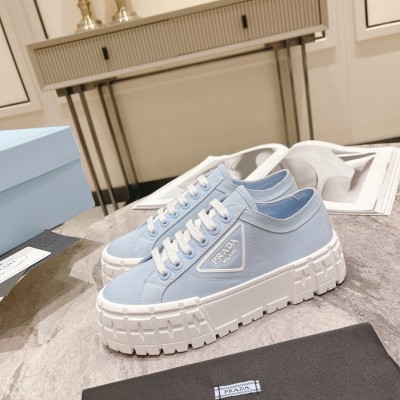 Prada Double Wheel Sneakers In Blue Nylon Gabardine TDSS13685