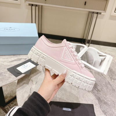 Prada Double Wheel Sneakers In Pink Nylon Gabardine TDSS13686