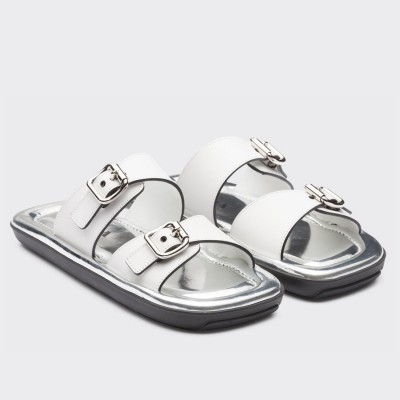 Prada Double-strap Sandals In White Leather TDSS13690