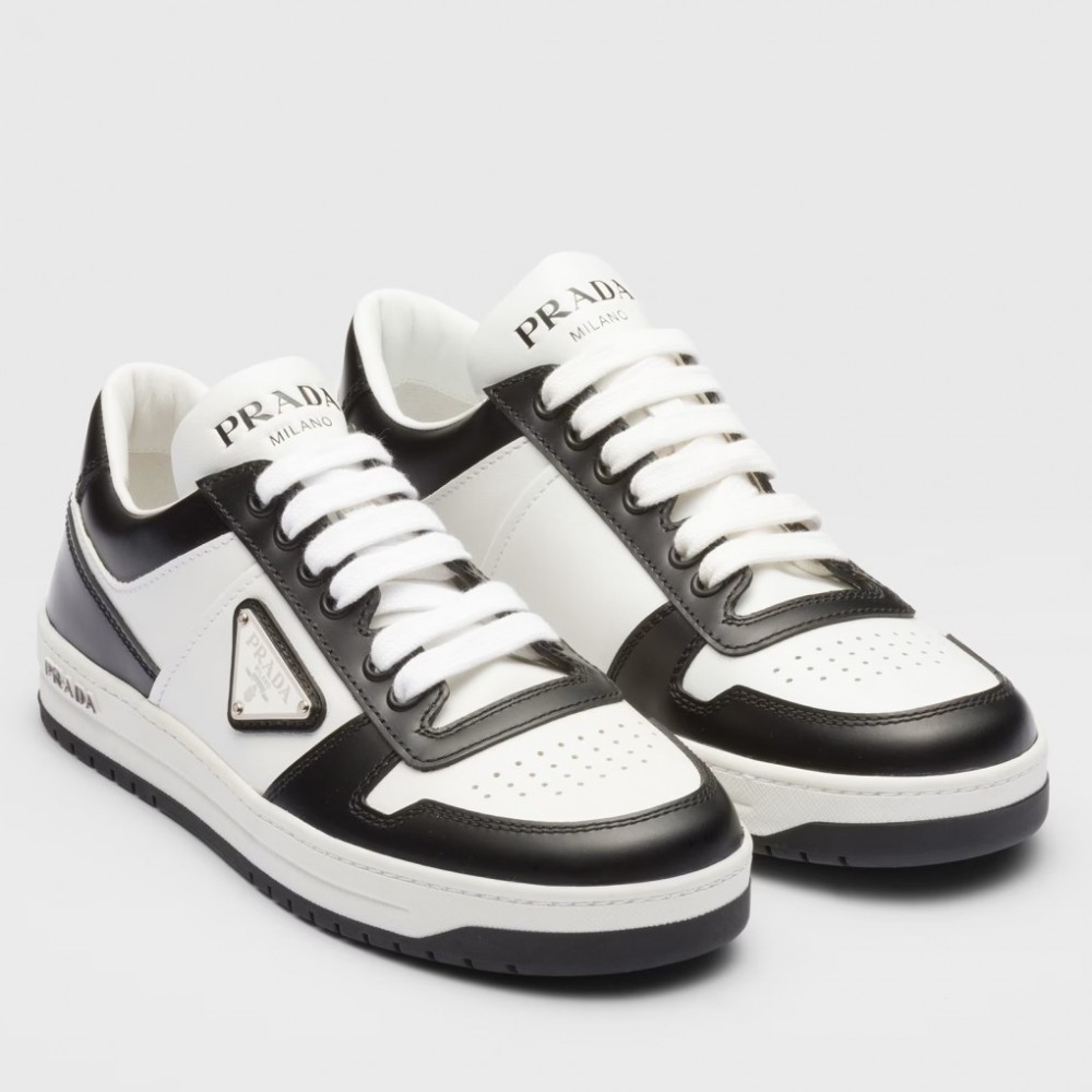 Prada Downtown Sneakers in White and Black Calfskin TDSS13693