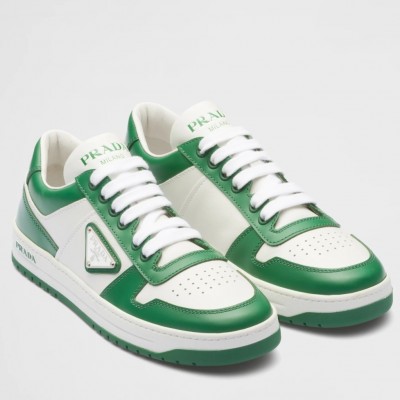 Prada Downtown Sneakers in White and Green Calfskin TDSS13694