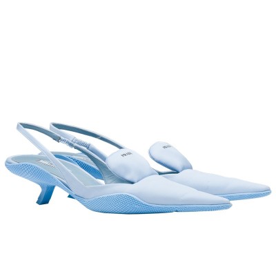 Prada Gabardine Slingback Pumps In Light Blue Nylon TDSS13707