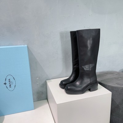 Prada Knee-High Boots 55mm in Black Leather TDSS13731