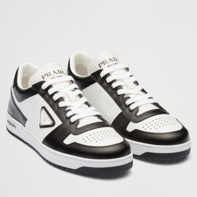 Prada Downtown Sneakers in White and Black Leather TDSS13733