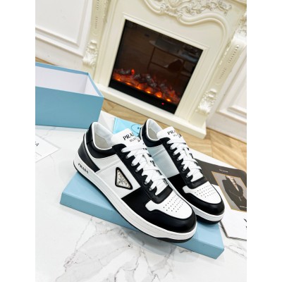 Prada Downtown Sneakers in White and Black Leather TDSS13733