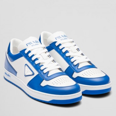 Prada Downtown Sneakers in White and Blue Leather TDSS13734