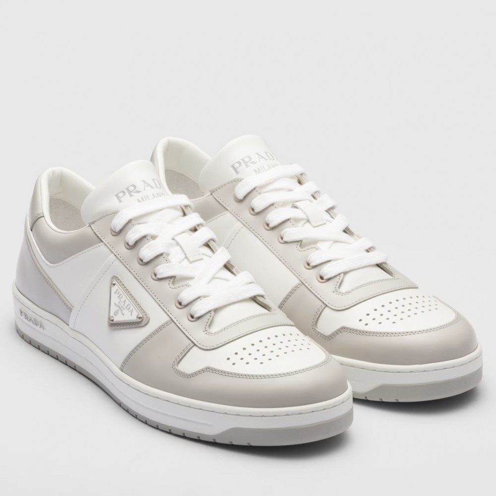 Prada Downtown Sneakers in White and Grey Leather TDSS13736