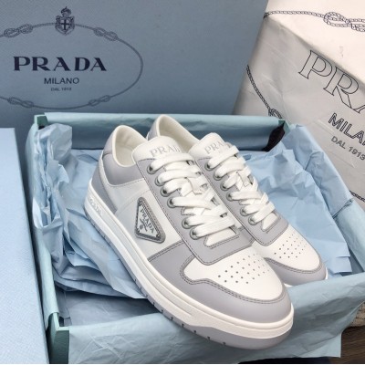 Prada Downtown Sneakers in White and Grey Leather TDSS13736