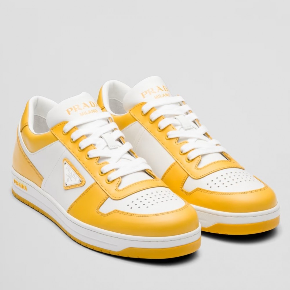 Prada Downtown Sneakers in White and Yellow Leather TDSS13739