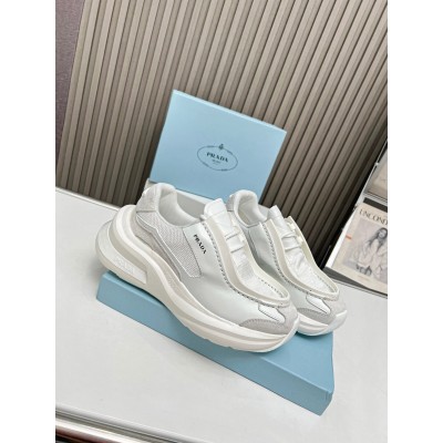 Prada Sneakers in White Leather with Bike Fabric TDSS13747