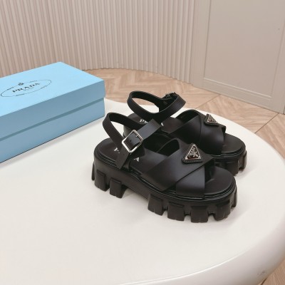 Prada Monolith Sandals in Black Rubber TDSS13762