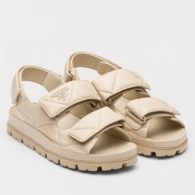 Prada Padded Sandals In Beige Nappa Leather TDSS13764