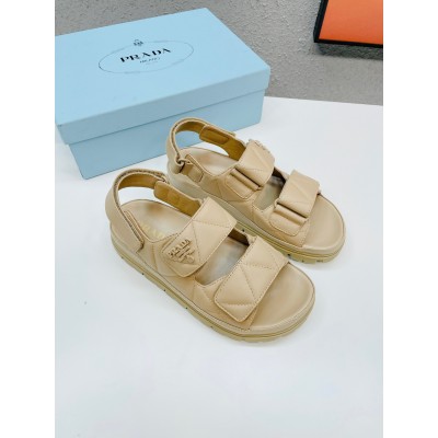 Prada Padded Sandals In Beige Nappa Leather TDSS13764