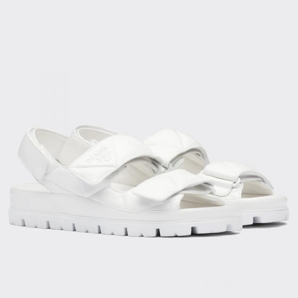 Prada Padded Sandals In White Nappa Leather TDSS13766