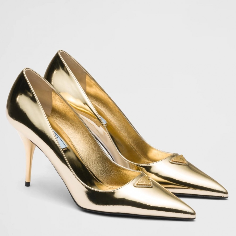 Prada Pumps 85mm In Gold Metallic Leather TDSS13781