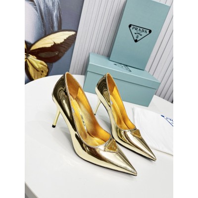 Prada Pumps 85mm In Gold Metallic Leather TDSS13781