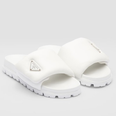 Prada Slides In White Soft Padded Nappa Leather TDSS13790