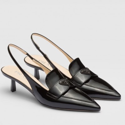 Prada Slingback Pumps 45mm in Black Patent Calfskin TDSS13792