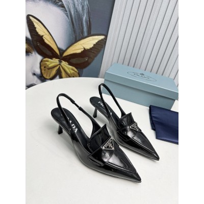 Prada Slingback Pumps 45mm in Black Patent Calfskin TDSS13792