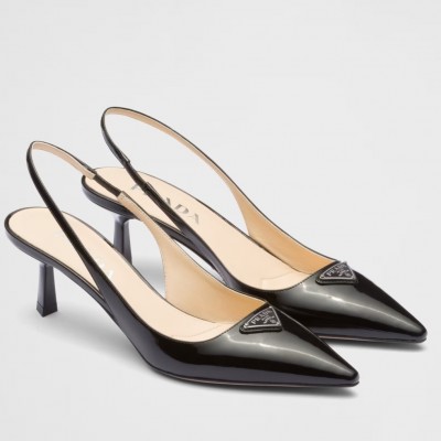 Prada Slingback Pumps 55mm in Black Patent Leather TDSS13797