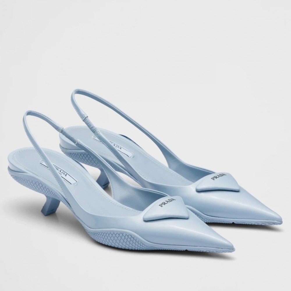 Prada Slingback Pumps In Light Blue Brushed Leather TDSS13806